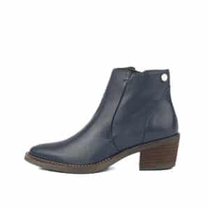 Boots les Pympren'Elles Romy cuir bleu talon foncé