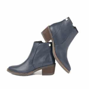 Boots les Pympren'Elles Romy cuir bleu talon foncé