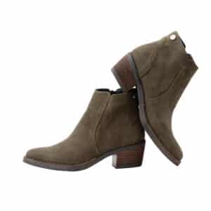 Boots les Pympren'Elles Romy Kaki talon bois foncé