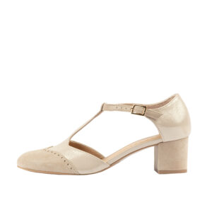 Chaussure à Talon Salomé Cuir et nubuck doré collection Cérémonie