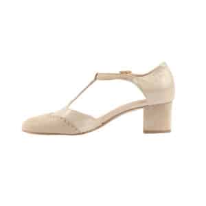 Chaussure à Talon Salomé Cuir et nubuck doré collection Cérémonie