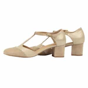 Chaussure à Talon Salomé Cuir et nubuck doré collection Cérémonie