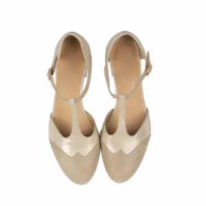 Chaussure à Talon Salomé Cuir et nubuck doré collection Cérémonie